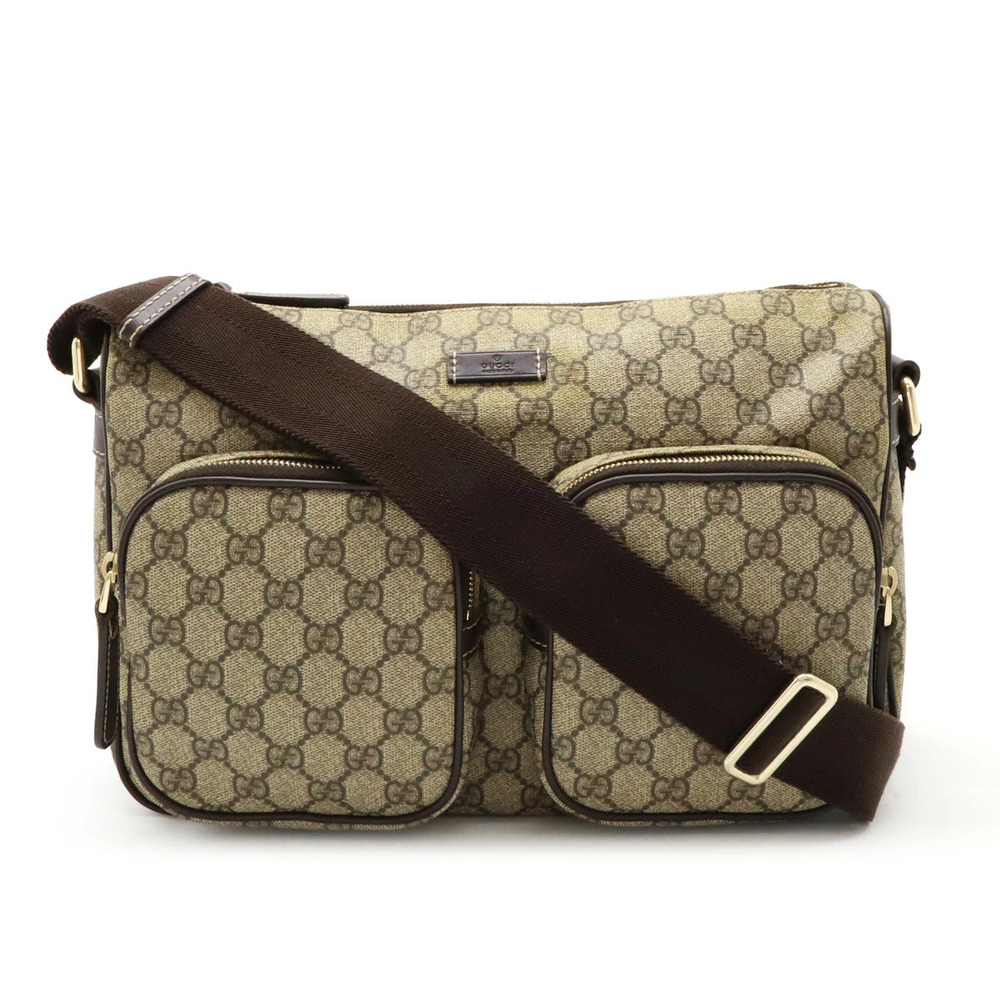 Gucci GG Supreme Plus Crossbody Bag Leather Beige Brown Cream
